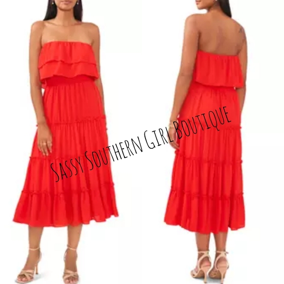 🆕⭐1 STATE for Revolve black strapless tiered midi dress - Picture 5 of 11